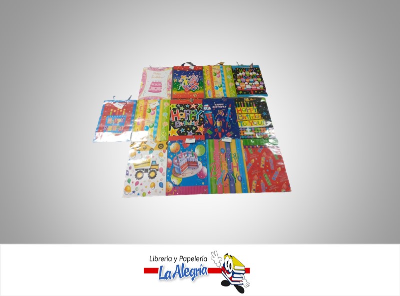 BOLSA DE REGALO HAPPY BIRTHDAY 32X44CM MARCA S/M