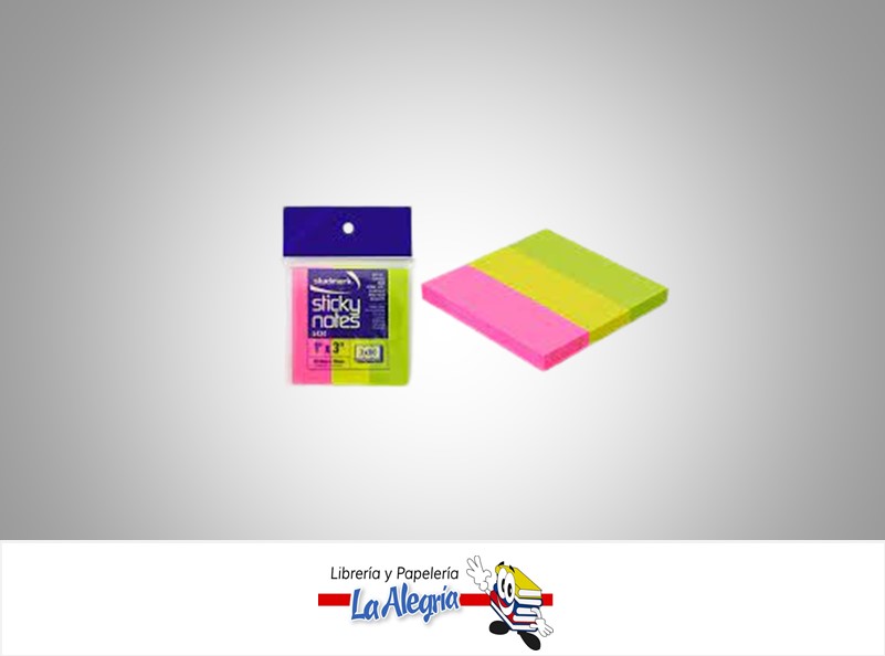 NOTAS AUTOADHESIVA NEON 240H 25.4X76MM 3 COLORES MARCA STUDMARK