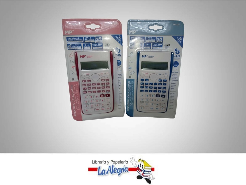 CALCULADORA CIENTIFICA PE025 AZUL Y ROSADO MARCA MP