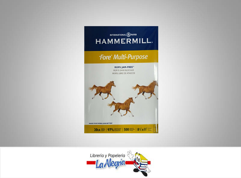 RESMA PAPEL 500 HOJAS BASE 20 CARTA MARCA HAMMERMIL