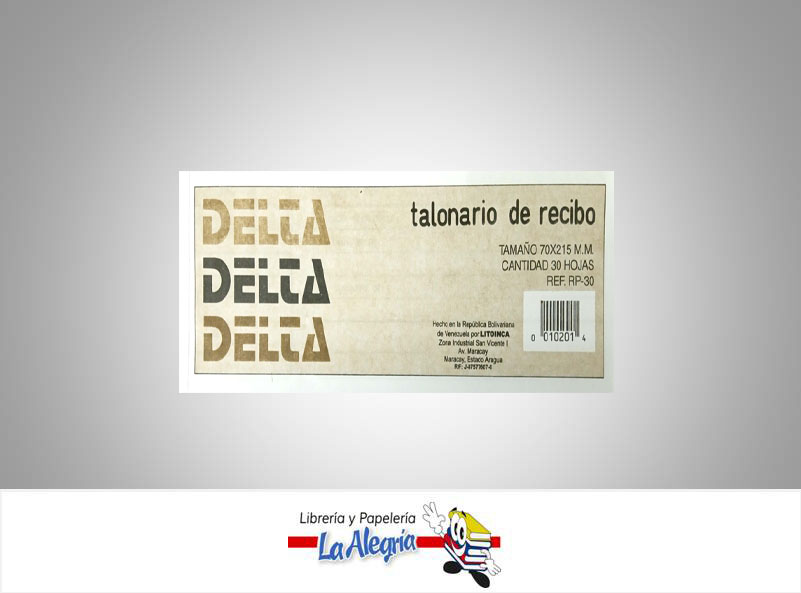 TALONARIO DE RECIBO 70 X 215 MM 30 HOJAS MARCA DELTA   
