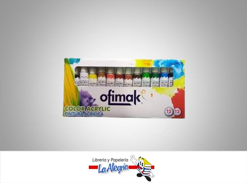 PINTURA ACRILICA 12 COLORES OK513 MARCA OFIMAK   