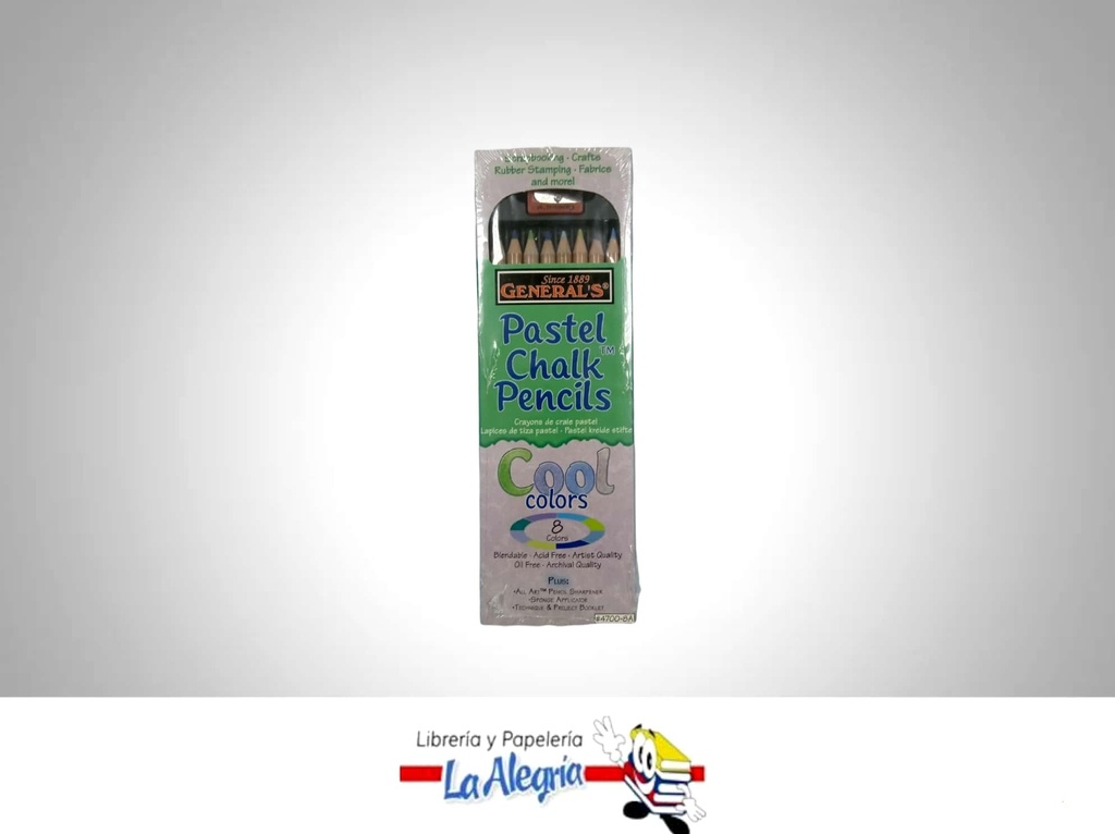 LAPIZ PASTEL SECO 8 COLORES FRIOS MARCA GENERALS