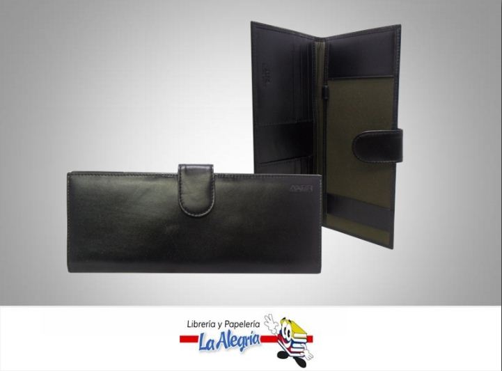 PORTACHEQUERA DE CUERO NEGRO MARCA ALFE   