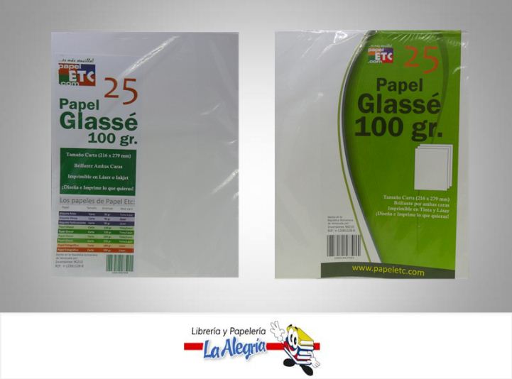 PAPEL GLASSE 100GR 25H CARTA MARCA PAPEL ETC   
