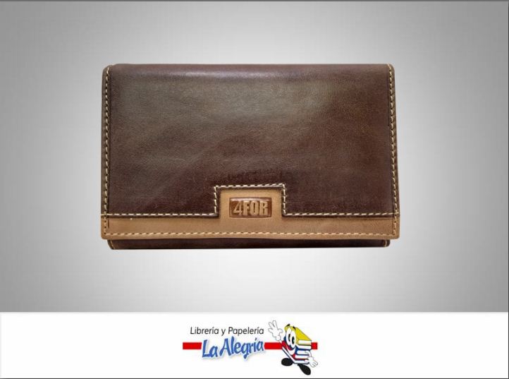MONEDERO DE CUERO P/DAMA MARRON MARCA 4FOR   