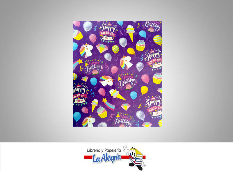 PAPEL DE REGALO 48X68 CM UNICORNIO UND MARCA PRIMAVERA   