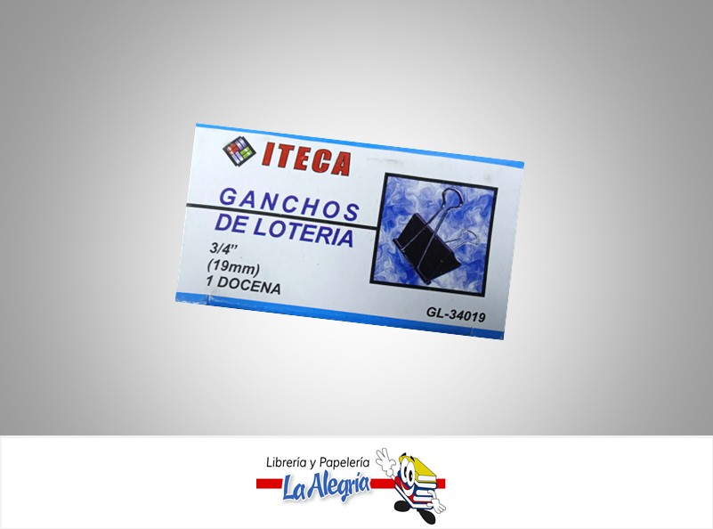 BLINDER CLIP GL-34019; 19MM PAQ 12 UND MARCA ITECA