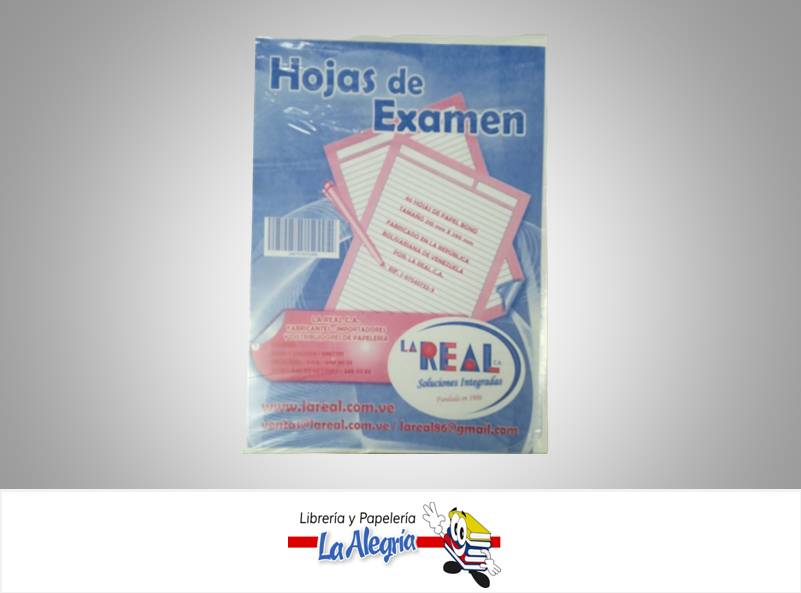 HOJA EXAMEN CARTA PAQ 80 HOJAS MARCA LA REAL   