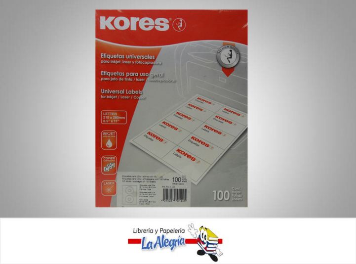 ETIQUETA ADHESIVA P/DC 100H CARTA MARCA KORES   