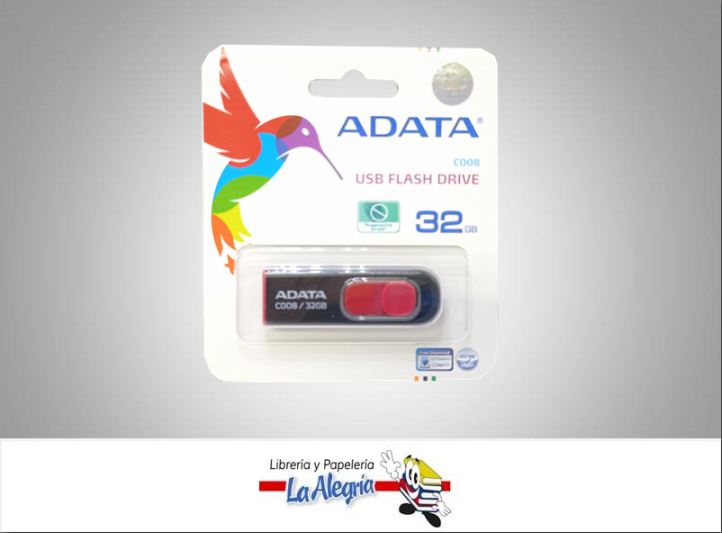 PENDRIVE USB C008 32GB 2.0 ROJO MARCA ADATA   