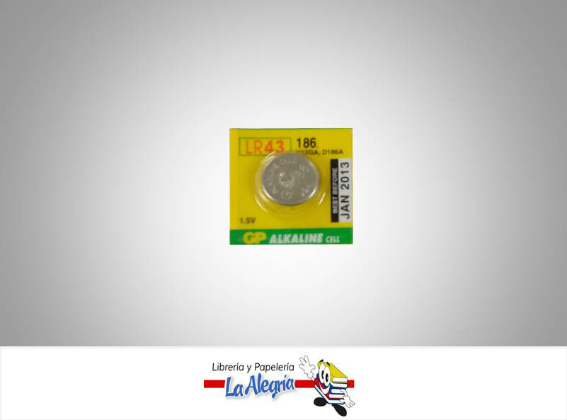 PILA DE BOTON LR43 ALCALINA 1,5V UND MARCA GP   