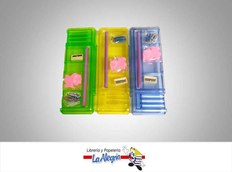 CARTUCHERA ACRILICA SET 22,5X7CM COLOR U MARCA S/M   