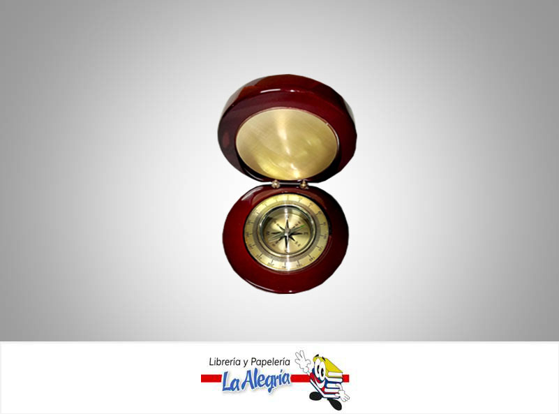 BRUJULA EN MADERA 7,5 CM PUL REDONDA UND    