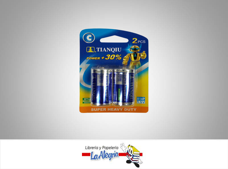 PILA C SUPER HEAVY DUTY 1.5 PAQ. 2 UND MARCA TIANQUI