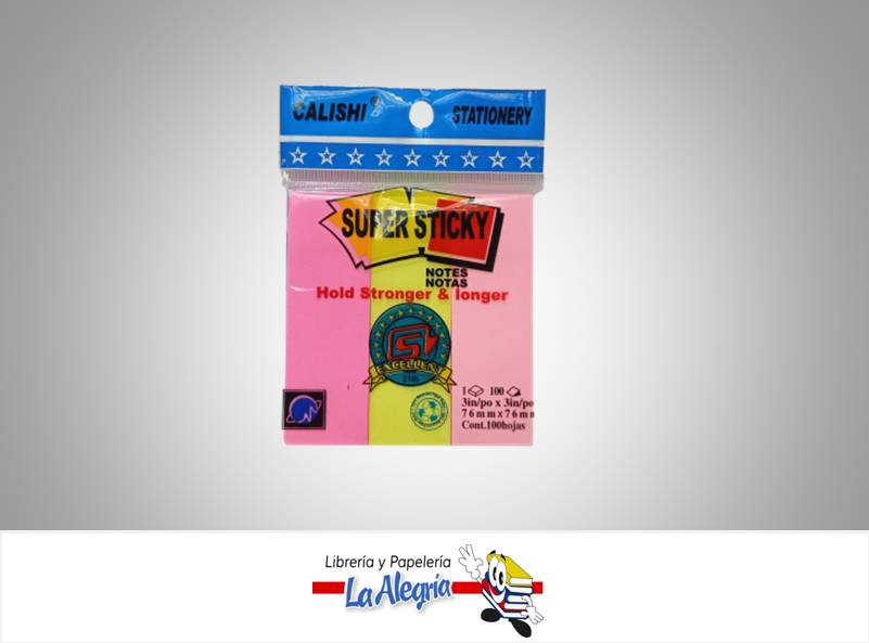 NOTA AUTOADHESIVA 2,5X7,6CM 100H NEON MARCA CALISHI   