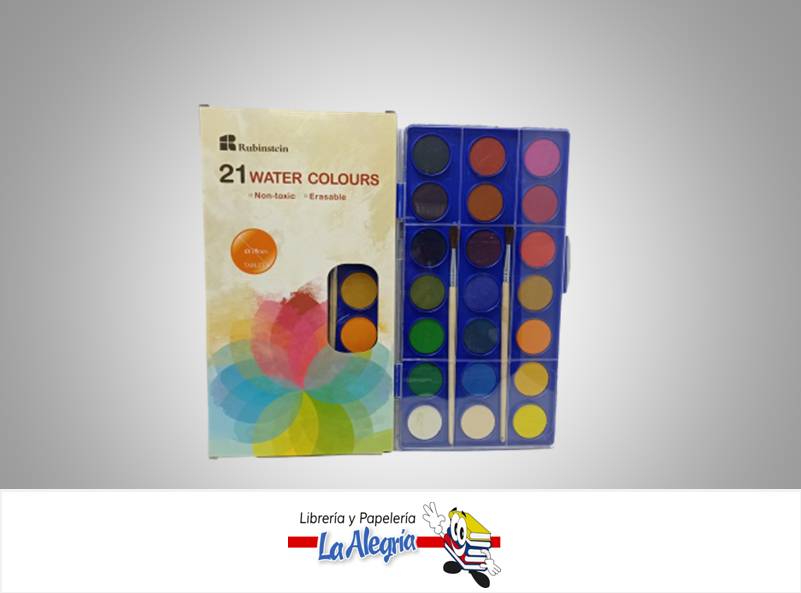 ACUARELA EN PASTILLA CON PINCEL 21COLOR MARCA RUBINSTEIN