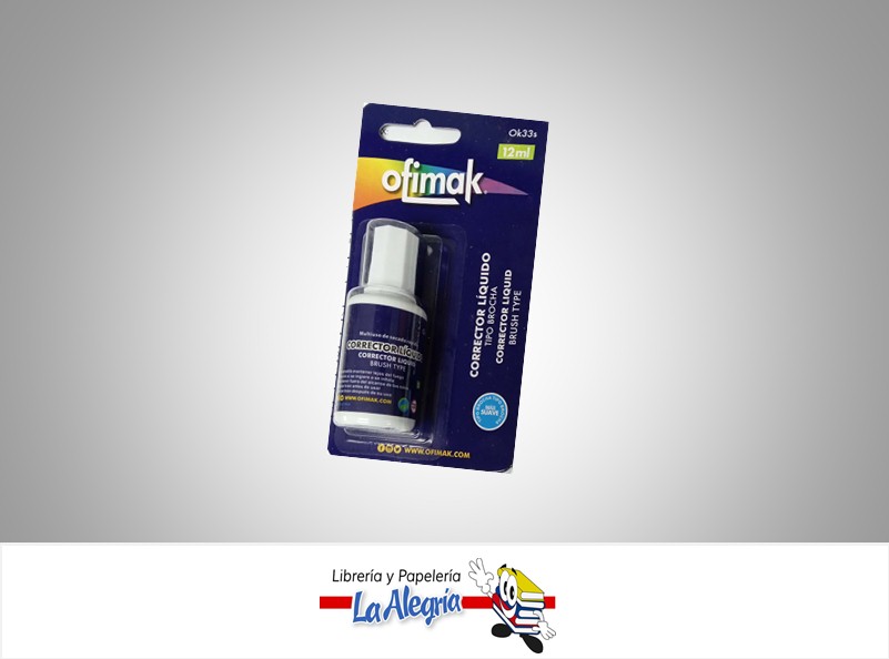 CORRECTOR LIQUIDO OK33 12ML BROCHA  MARCA OFIMAK
