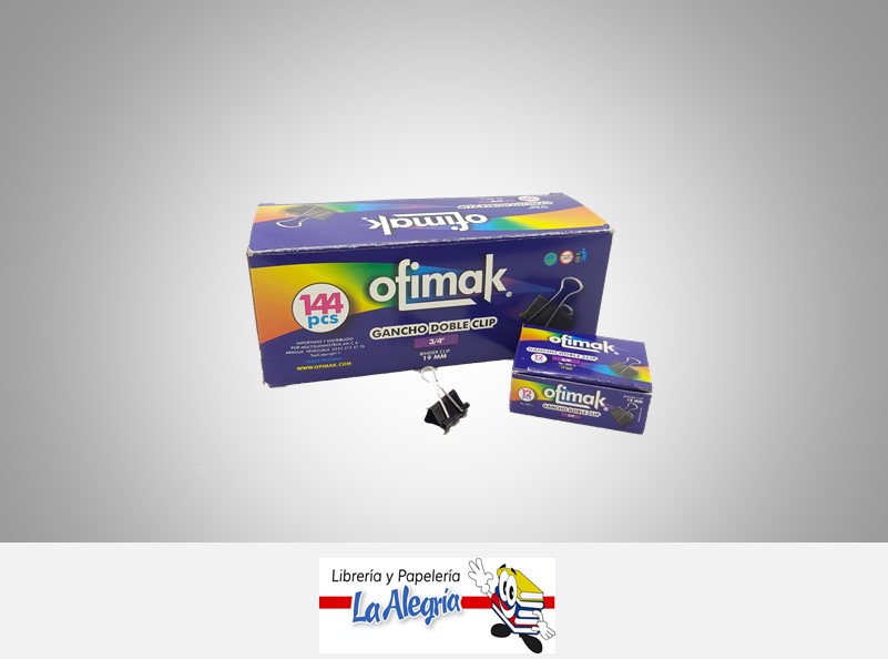 BINDER CLIP 3/4 19MM 12 UND MARCA OFIMAK   