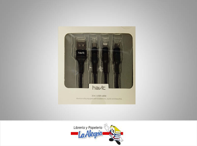CABLE USB 3 EN 1 NEGRO H691BK MARCA HAVIT   