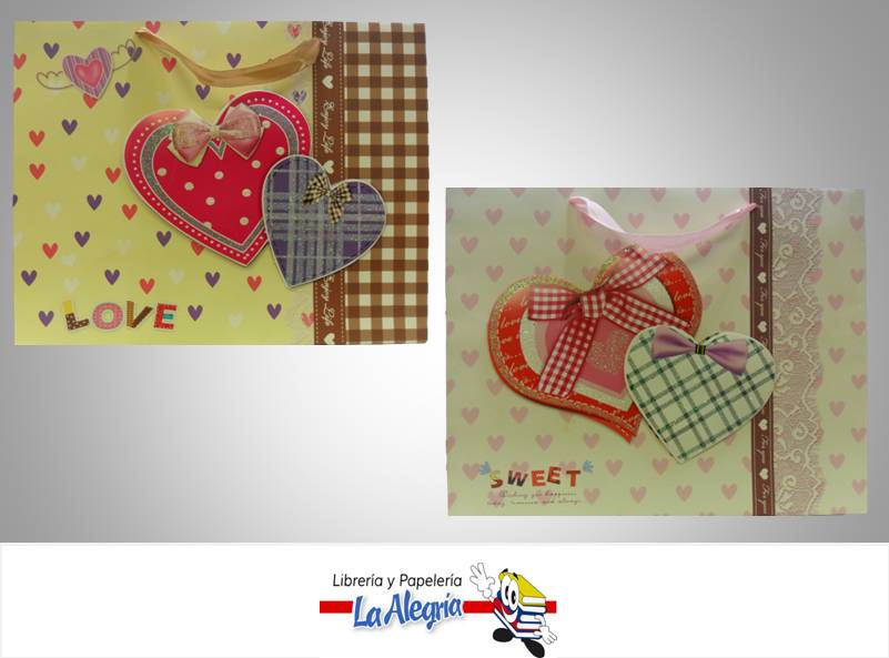 BOLSA DE REGALO 3D 25,5X32 AMOR MARCA S/M   
