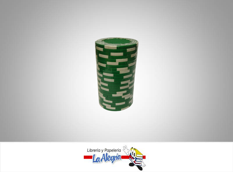 FICHAS PARA POKER DE CERAMICA VERDE 25UN MARCA S/M   