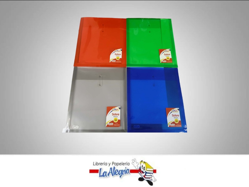 SOBRE PLASTICO CON CORDON VERTICAL A4 CO MARCA OFIART   