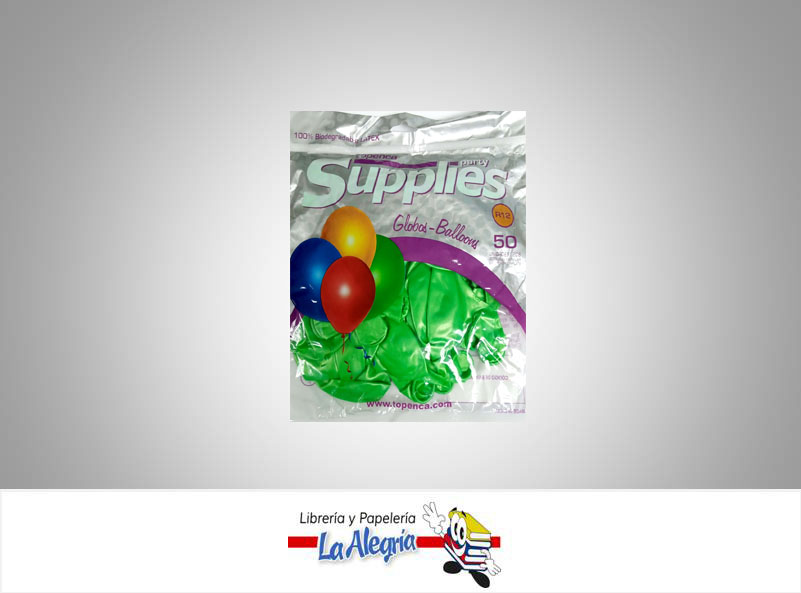 GLOBO R12 METALIZADO VERDE CLARO 50 UND MARCA SUPPLIES   