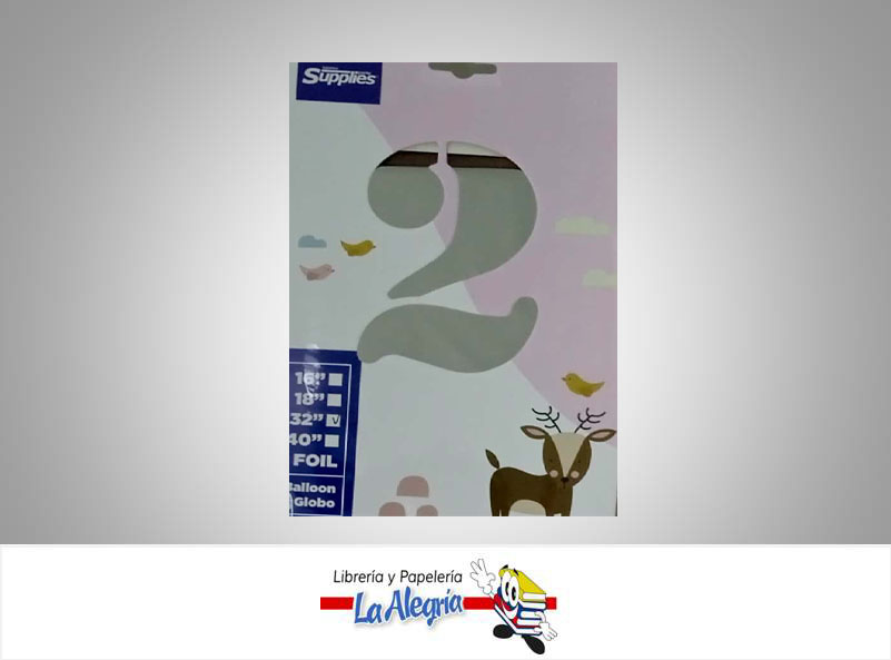 GLOBO FOIL 32'' NUMERO 2 PLATEADO UND MARCA SUPPLIES   