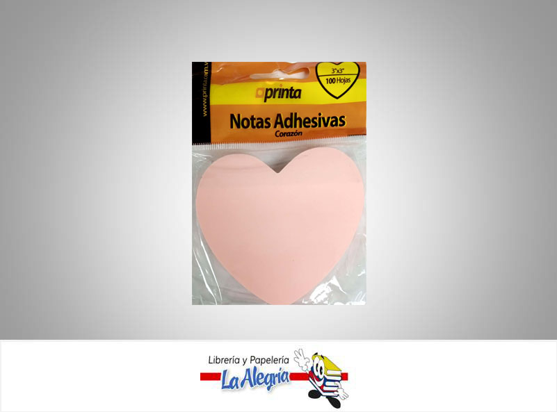 NOTA AUTOADHESIVA 3X3'' CORAZON UND MARCA PRINTA   