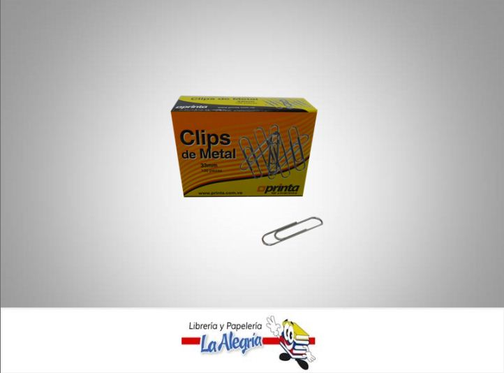 CLIP 33MM CAJA100 UND PLATEADO MARCA PRINTA
