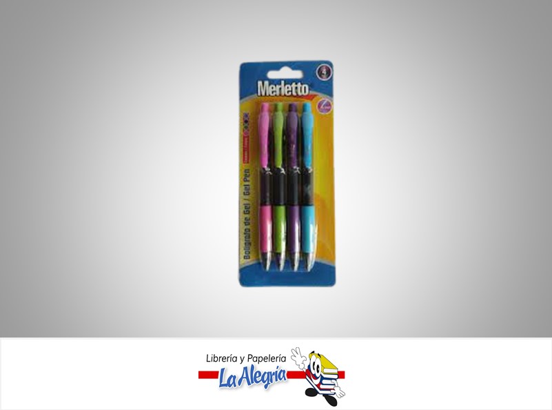 BOLIGRAFO GEL 0.7MM RETRACTIL 4 COLORES MARCA MERLETTO   