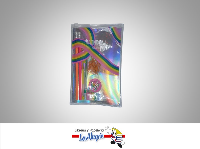 SET ESCOLAR ARCO IRIS 7808512982; 8 PZAS MARCA MERLETTO