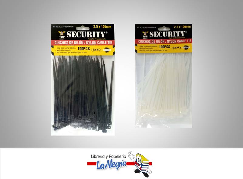 TIRRAP 2,5X100MM 100PZA B/N MARCA SECURITY   