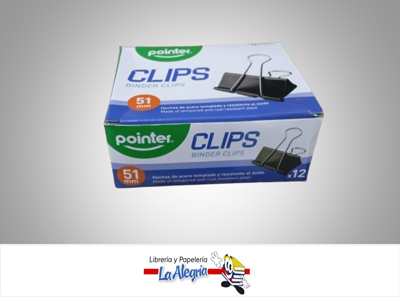 BINDER CLIP 51MM; PAQ 12UND DC-51MM MARCA POINTER