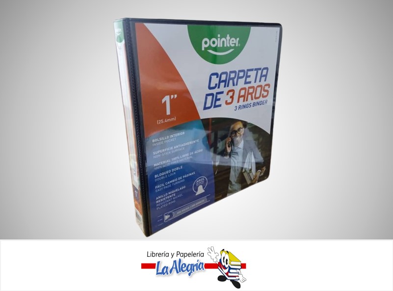CARPETA 3 AROS 1" CARTA NEGRA REF FLJG-P-1-BK MARCA POINTER