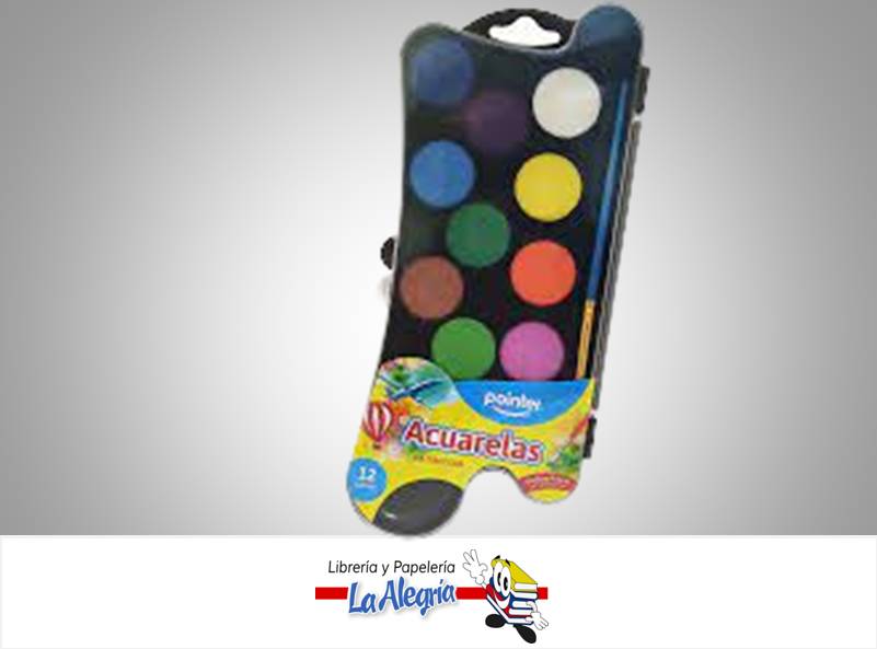 ACUARELA EN PASTILLA CON PINCEL WCC194012; 12COLORES MARCA POINTER