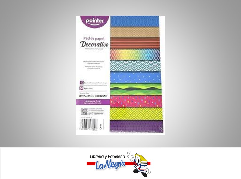 PAPEL DECORATIVO PP21350; 29.7X21CM 80 GSM 50 HOJAS MARCA POINTER