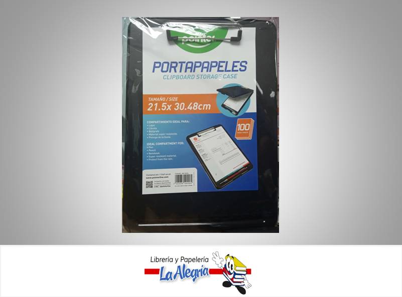 TABLA PORTAPAPELES INV3424; 21.5 X 30.48 CM NEGRA MARCA POINTER