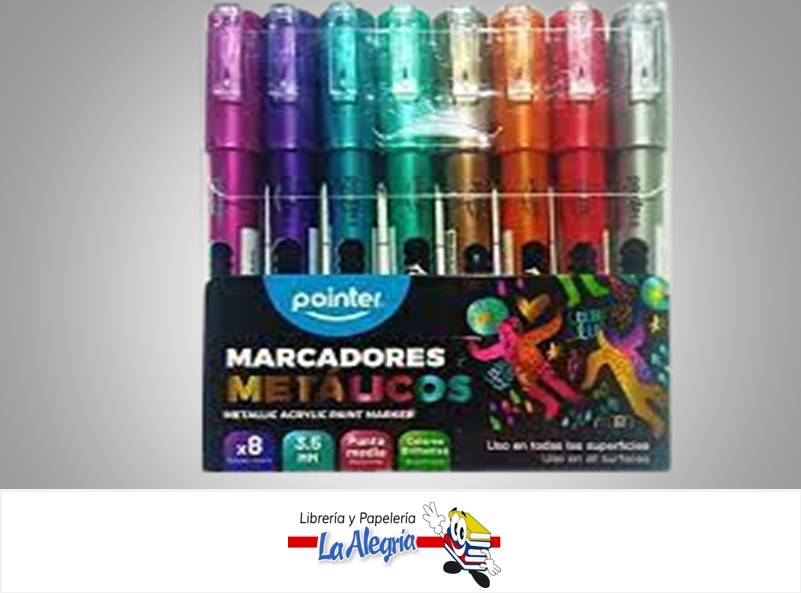 MARCADOR ACRILICO METALIZADO AMK-2108-MT 3.5 MM PAQ. 8 UND MARCA POINTER