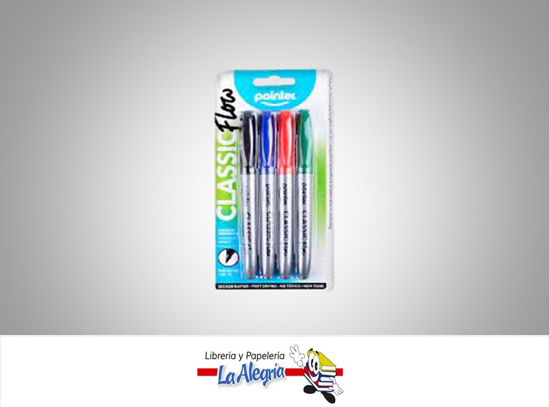 MARCADOR PUNTA FINA 4 COLORES MARCA POINTER   