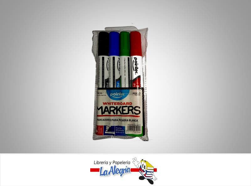 MARCADOR PARA PIZARRA ACRILICA BISELADO WB-803-S 4 COLORES MARCA POINTER