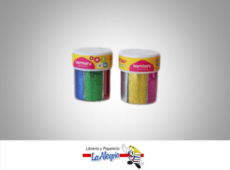 ESCARCHA NEON 80 GR 6 COLORES MARCA  BAMBARY