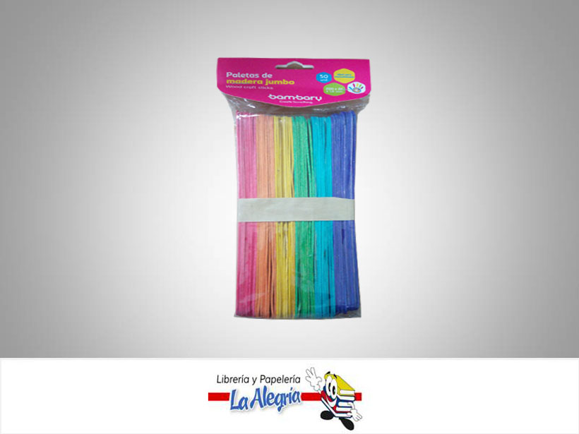 PALETA MADERA 200X24XMM MULTICOLOR 50UND MARCA BAMBARY