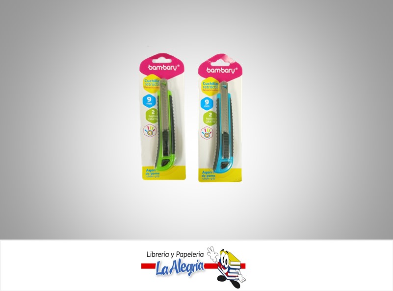 CUCHILLA RETRACTIL ALUMINIO 09MM UND MARCA BAMBARY   