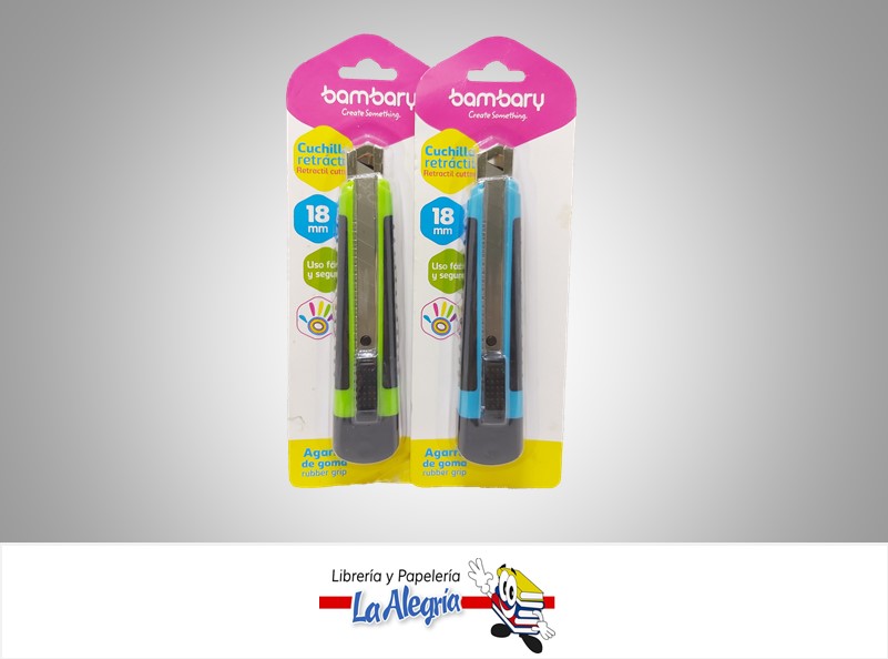 CUCHILLA RETRACTIL PLASTICA 18MM AUTOLOC MARCA BAMBARY   