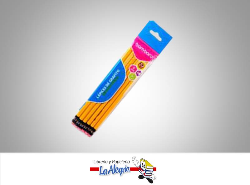 LAPIZ GRAFITO HEXAGONAL HB BLISTER 6 PZA MARCA BAMBARY