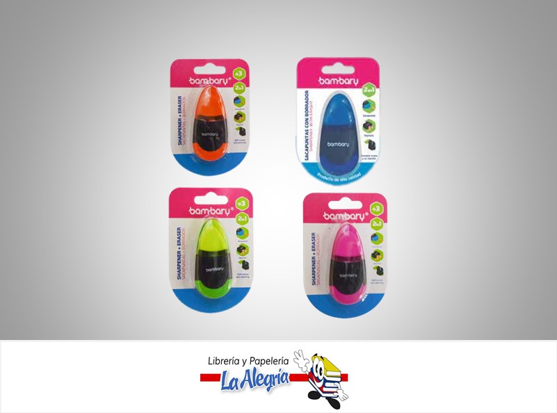 SACAPUNTA C/DEP PLAST C/BORRADOR VARIA C MARCA BAMBARY   