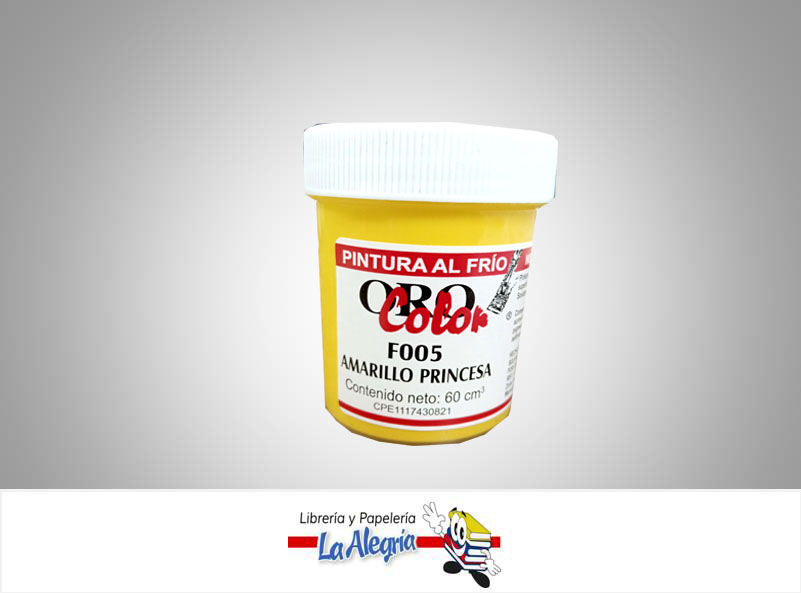 PINTURA AL FRIO 60CC F00560 AMARILLO PRINCESA MARCA ORO COLOR