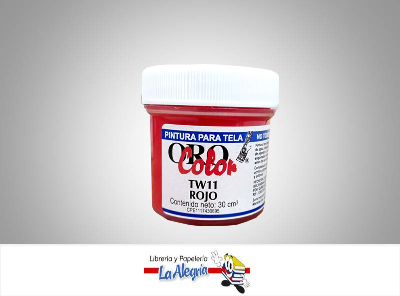 PINTURA P/TELA TW11 30CC ROJO MARCA ORO COLOR   
